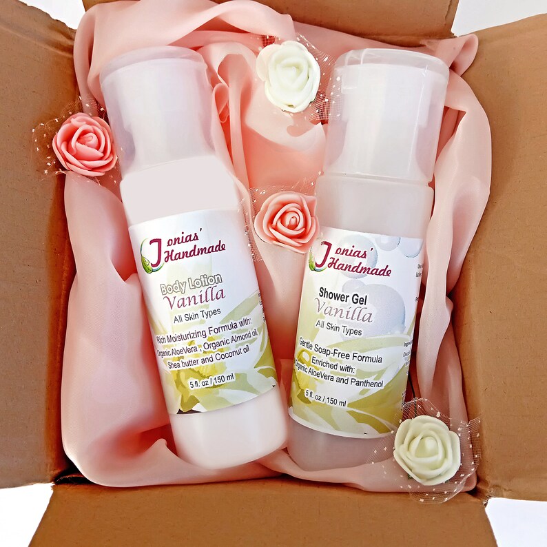 Gift Set Vanilla Shower Gel and Body Lotion Skincare Etsy