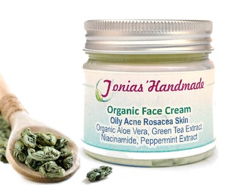 Niacinamide Green Tea Face Cream, Oil Free Moisturizer, Organic Aloe Vera, Vitamin B3, MSM