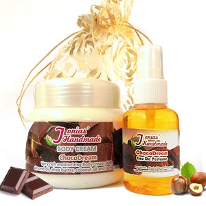 Gift Set Chocolate Hazelnut Praline Body Cream and Perfume Spray, Chocolate Lovers Gift image 1