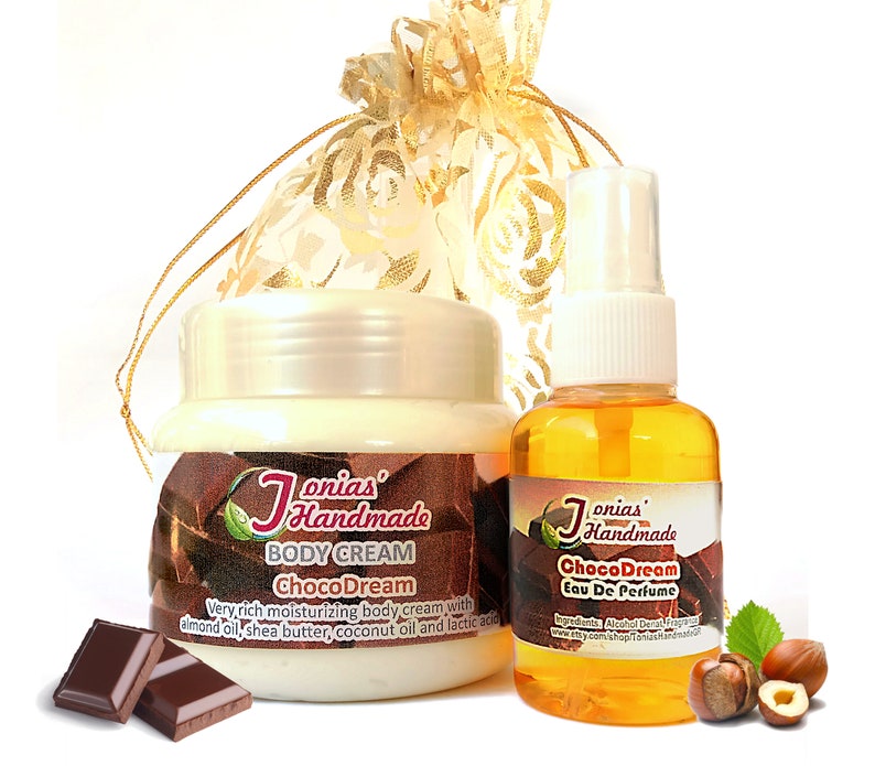 Gift Set Chocolate Hazelnut Praline Body Cream and Perfume Spray, Chocolate Lovers Gift image 1