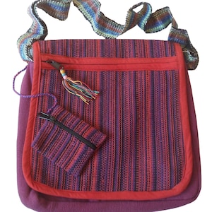 Sac à bandoulière et porte-monnaie bohème hippie de voyage Gheri Beach en coton équitable