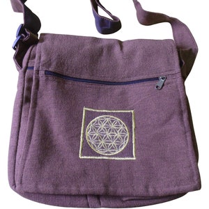 Sac de voyage bohème en coton équitable Fleur de vie à bandoulière messager messager
