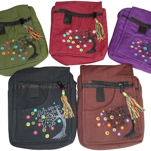 Sac de voyage passeport hippie bohème arbre de vie en coton issu du commerce équitable