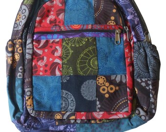 Sac à dos hippie bohème en patchwork de coton équitable