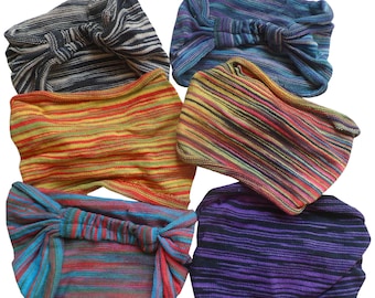 Fairtrade katoenen hippie Boho elastische haarbandana-accessoires - 2 stuks