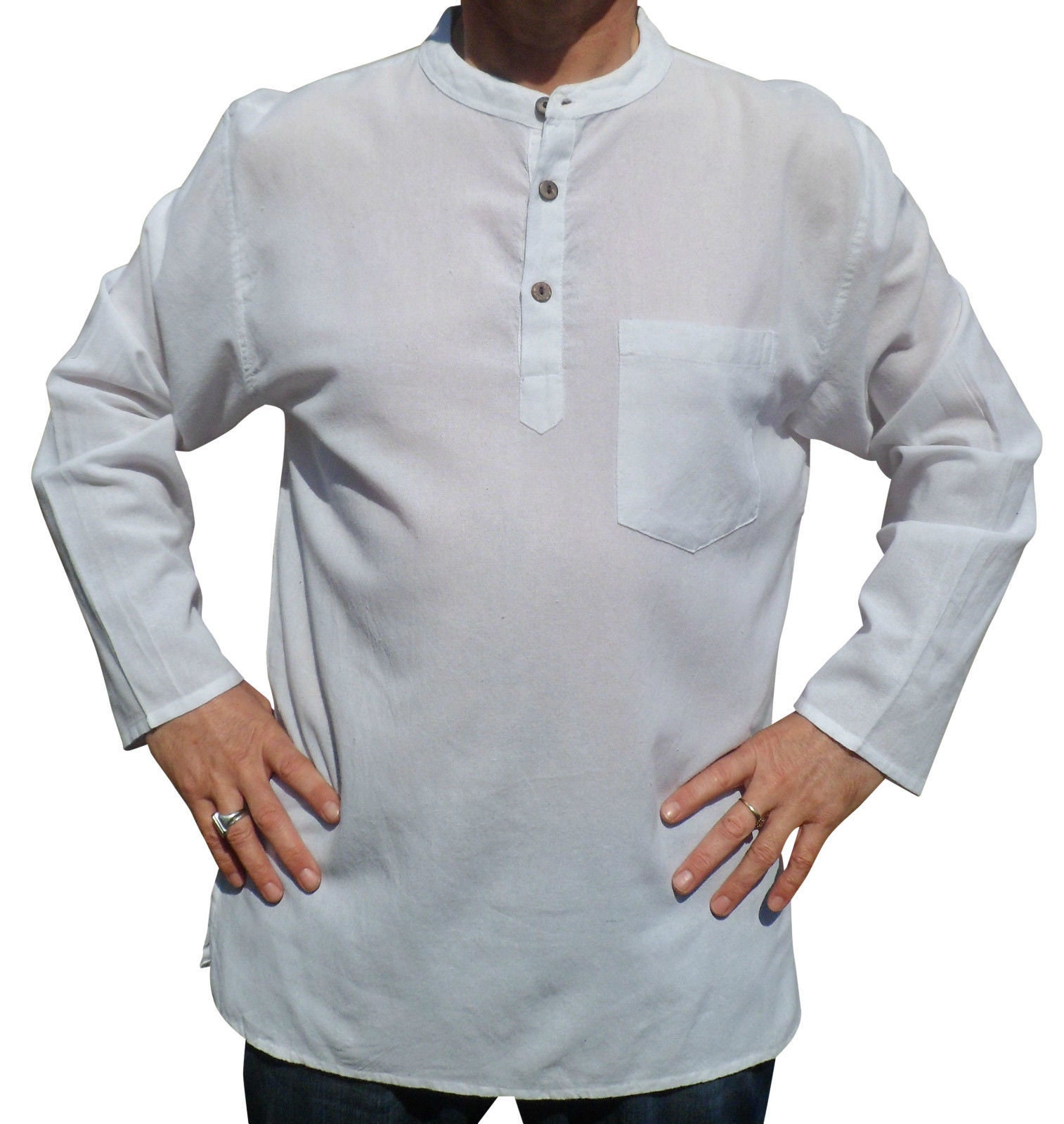 Indian Shirt Grandad Style Cotton Kurta Handmade Nepal Festival Fair Trade