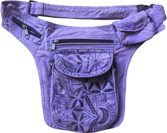 Fair Trade Cotton Printed Boho Utility Bum Bag Waist Pack Money/Travel Belt