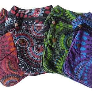 Sac de voyage bohème en coton équitable à 7 poches pour passeport, ceinture porte-monnaie pratique