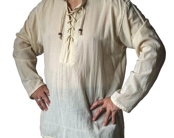 Fair Trade Cotton Hippy Boho Festival Larp Gothic Pirate Day Kurta Shirt - Small To 5XL