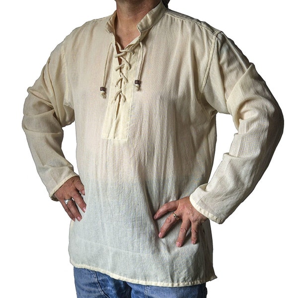 Fair Trade Cotton Hippy Boho Festival Larp Gothic Pirate Day Kurta Shirt - Small To 5XL