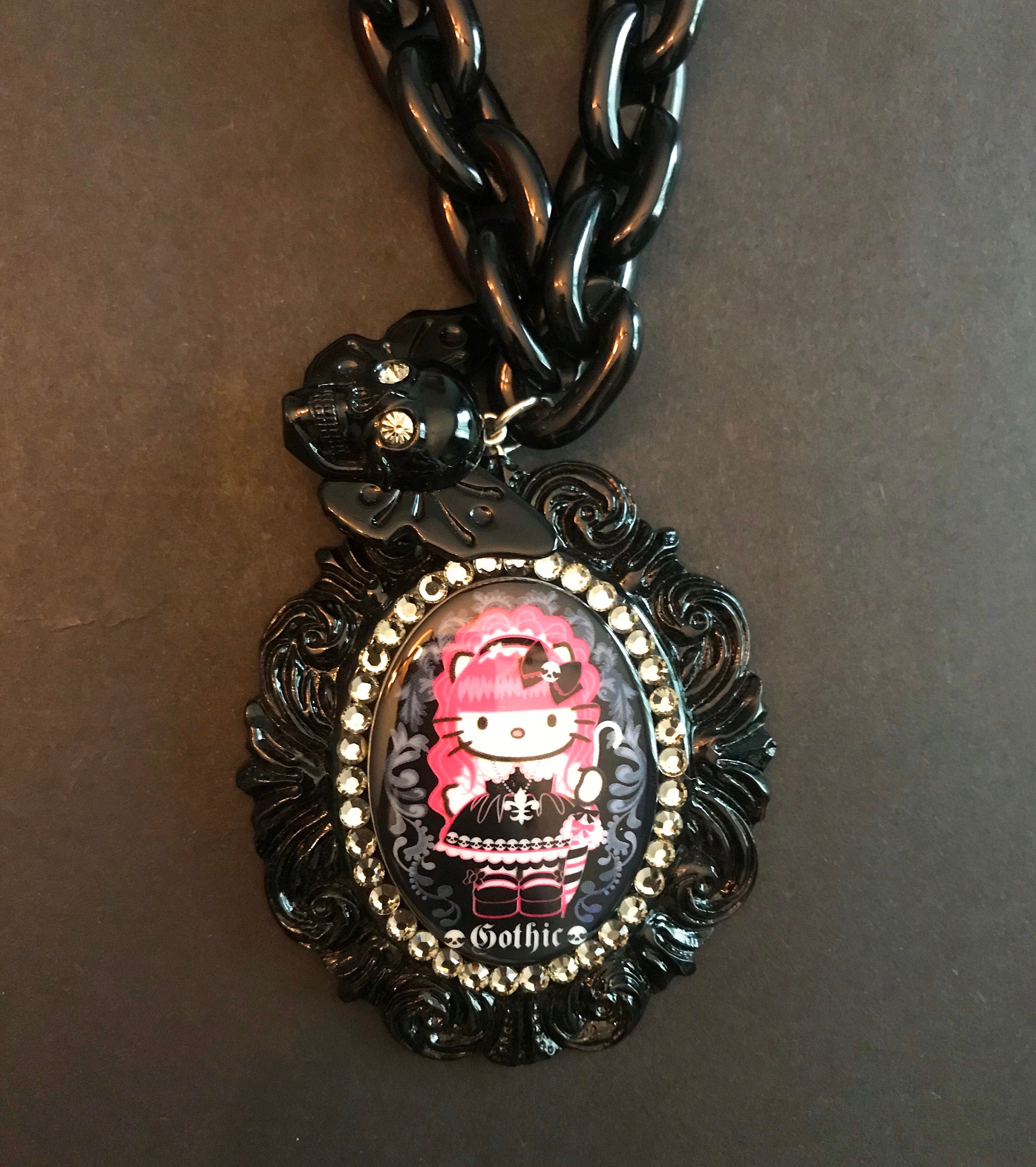 RESERVED Collectible Tarina Tarantino Gothic Hello Kitty necklace from Pink Head collection
