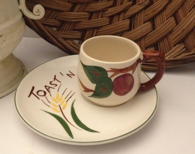 Vintage Tea and Toast Set, Cup and Plate, Franciscan Apple Mug England