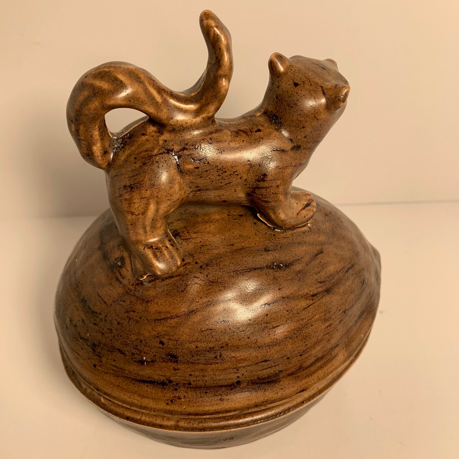 Vintage Nut Bowl / Ceramic Squirrel Bowl / Covered Dish Topped Etsy