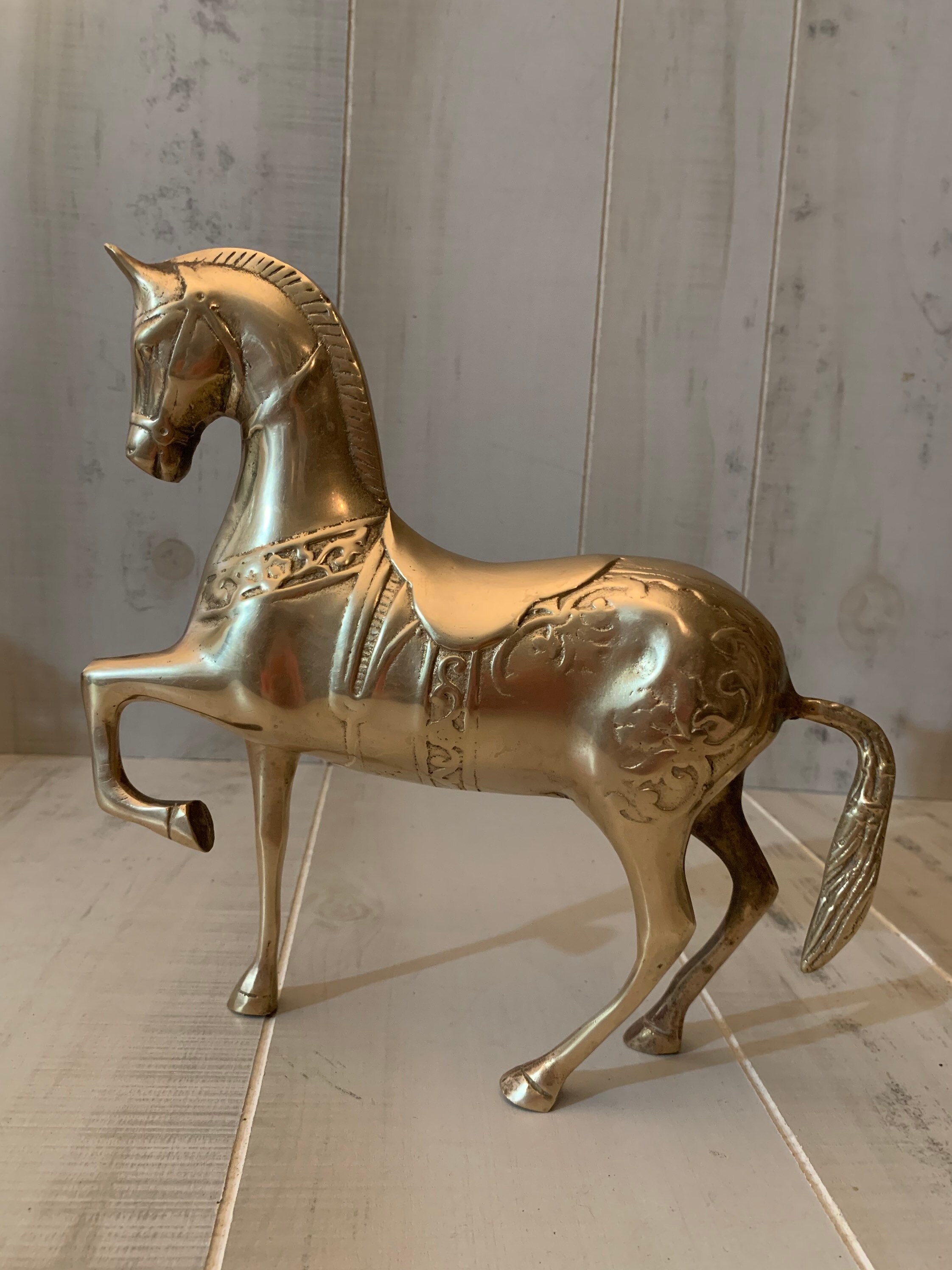 vintage brass horse statue