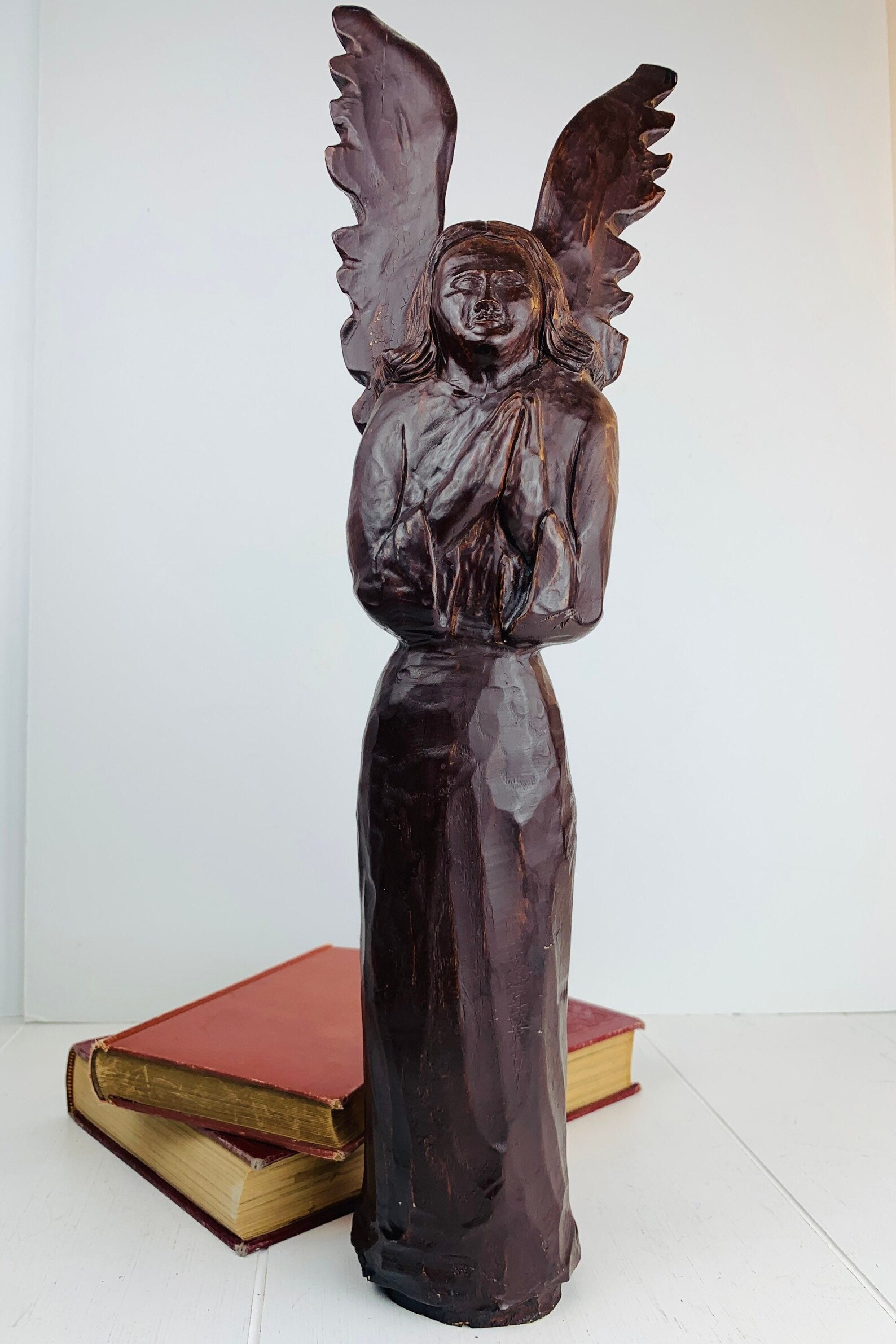Melrose International Carved Wood Angel Statue (Set of 2) main image 0