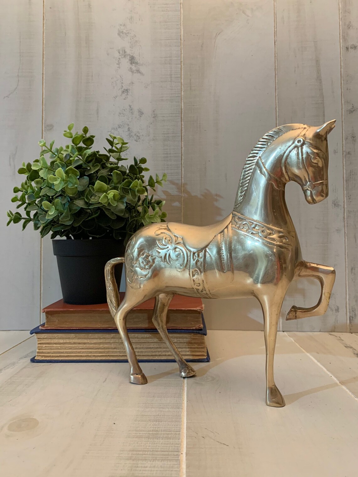 vintage brass horse statue