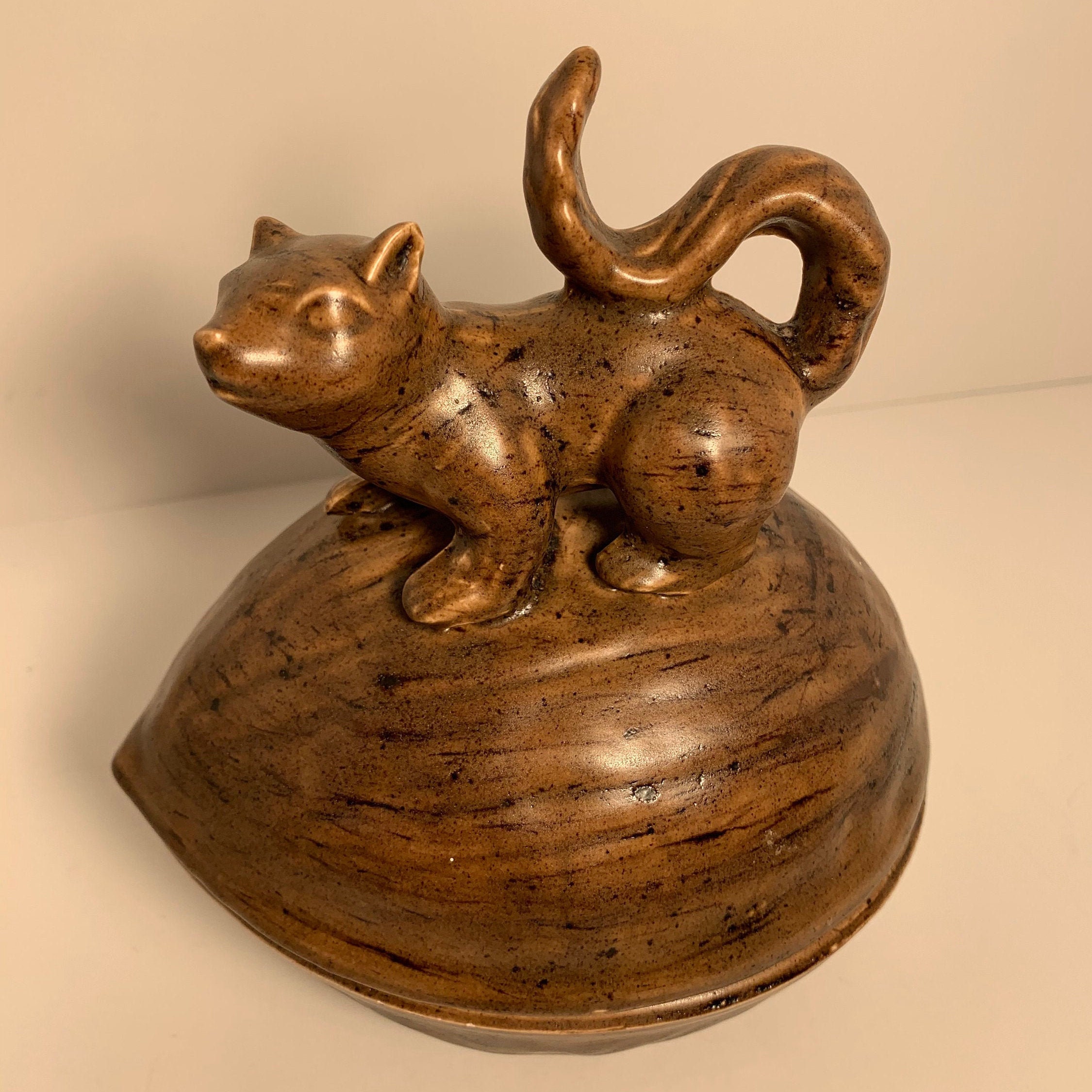 Vintage Nut Bowl / Ceramic Squirrel Bowl / Covered Dish Topped Etsy