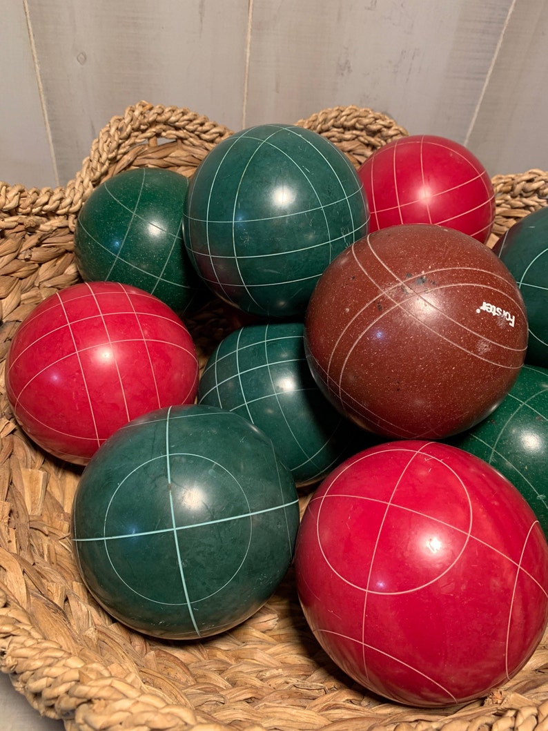 Vintage Bocce Balls / Red Bocce Balls / Green Bocce Balls / Brown Bocce