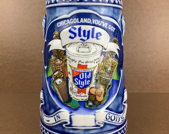 Vintage Old Style 1982 Chicago Beer Stein / Chicagoland / Made in Brazil