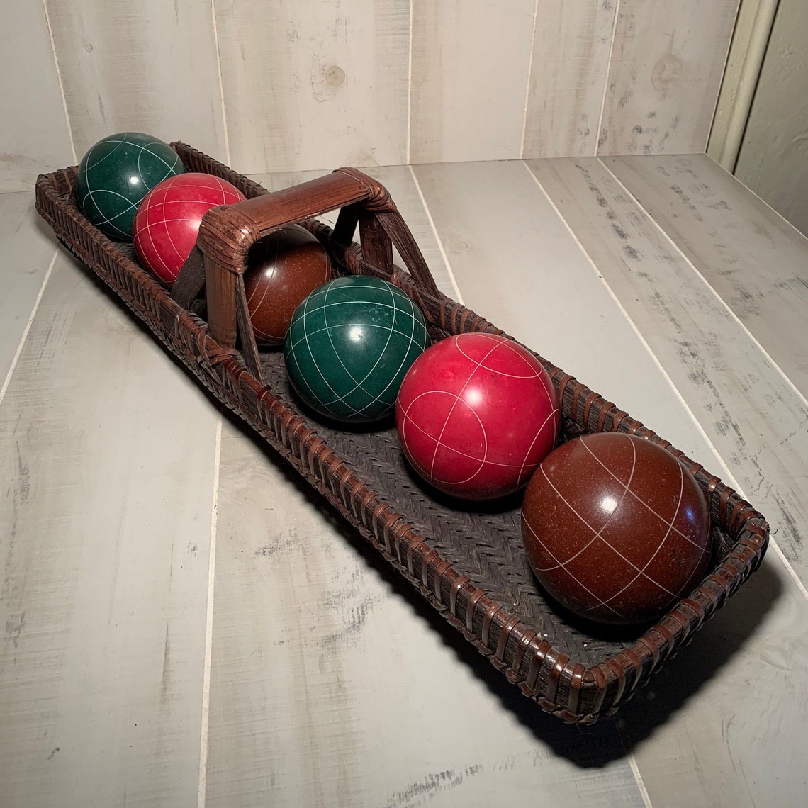 Vintage Bocce Balls / Red Bocce Balls / Green Bocce Balls / Etsy