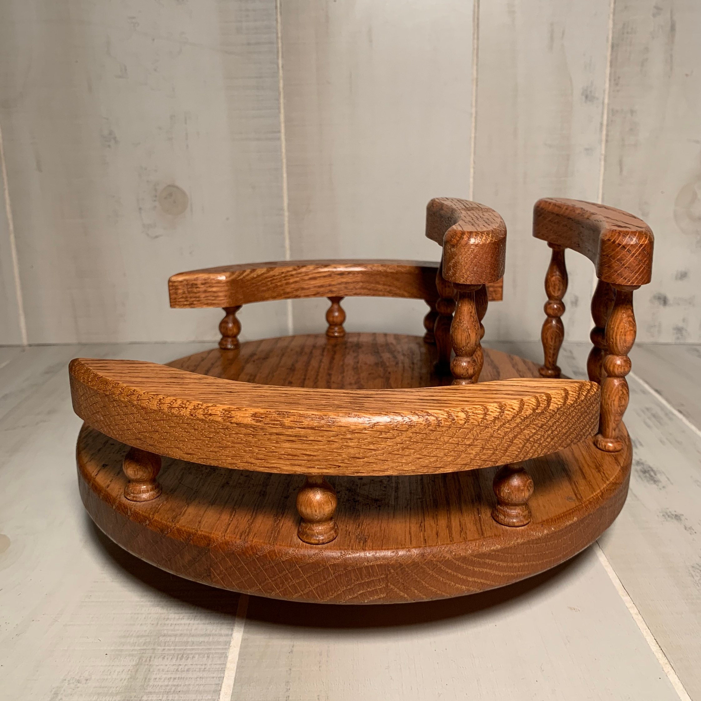 Vintage Oak Lazy Susan with Napkin Holder / Side Rails / Table Etsy