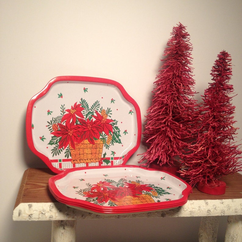 Set of Four 4 Small Christmas Holiday Snack Trays Holiday Etsy