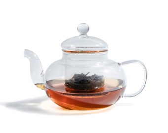 Eden & Willow Borosilicate Glass Teapot with Glass Lid and Handle | Loose Leaf Tea Glass Strainers | Stovetop-Safe Teapots, 600ML