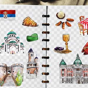Belgrade Serbia Eurotrip Printable Travel Stickers Watercolor - Etsy