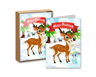 Christmas Holiday Boxed Greeting Cards, 15 Cards and 15 Envelopes, Folded Style with a Message, Happy Holidays