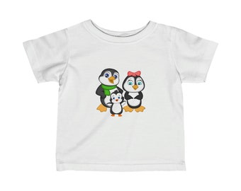 Baby-Size Tee - Mommy, Daddy, and Bebo Penguins - Leigha Marina Cartoon Design