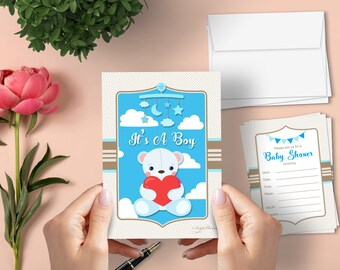 It’s A Boy Baby Shower Invitations – 20 Cards & 20 Envelopes