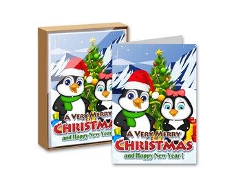 Christmas Holiday Boxed Greeting Cards, 15 Cards and 15 Envelopes, Folded Style with a Message, Merry Christmas and Happy Year