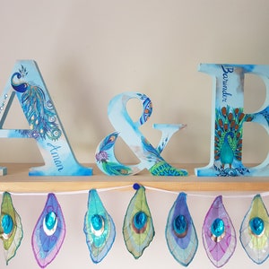 Peacock wooden personalised letter