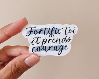 Sticker fortalécete y toma coraje, stickers de versículos bíblicos, stickers cristianos