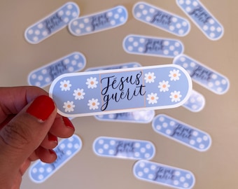 Jesús sana pegatina, pegatinas de versículos bíblicos, pegatinas cristianas