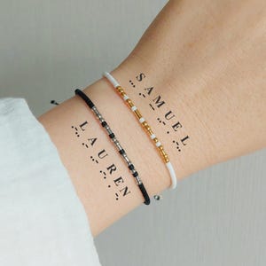 Custom morse code bracelet set in white and black: Matching couples bracelets, Valentines Day or Anniversary gift