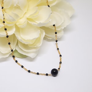 Dainty Black tourmaline necklace, Beaded black tourmaline choker, Layering gemstone necklace, Black everyday choker, Handmade gift for her image 5