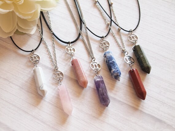 Gemini Crystal Necklace Gemini Sign Choker Gemstone Crystal
