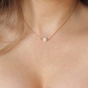 Moonstone cord necklace, Beaded Moonstone choker, June birthstone necklace, Minimal gemstone choker, Feminine jewelry, Gift for her