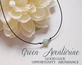 Light Green aventurine cord neckace, Green aventurine choker, Heart chakra choker, Crystal gemstone choker, Gift for her, Handmade, bcc1