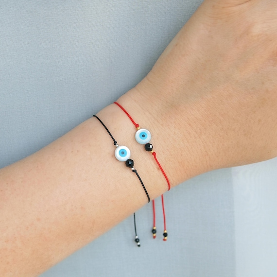 Bracciale 7 Nodi Rosso Originale Con Tormalina Nera, Pietra Naturale