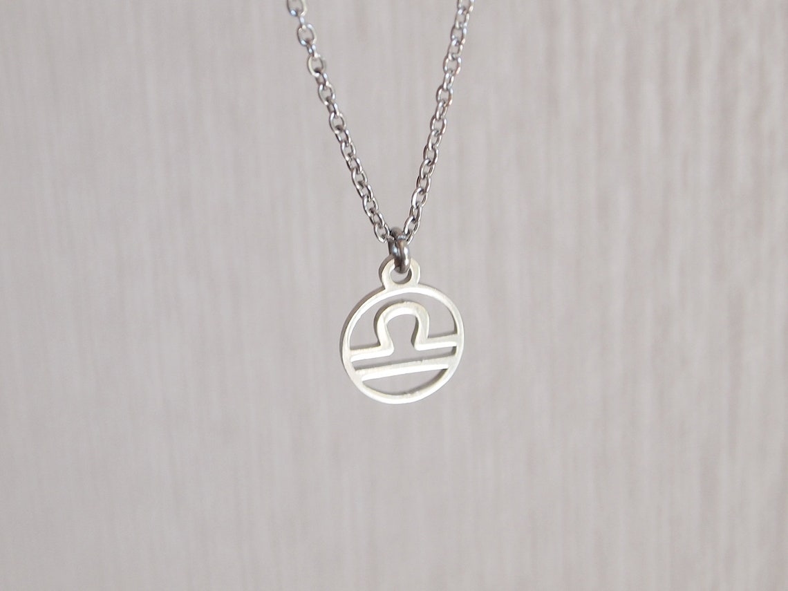 Libra Zodiac Sign Necklace/ Stainless Steel Libra Necklace/ Etsy