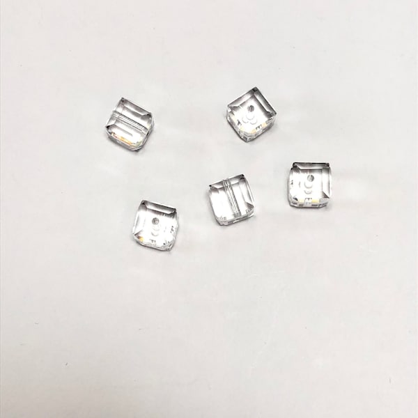 6 pcs 6mm Authentic Swarovski Crystal Cube Beads 5601 - Crystal Clear