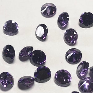 10 pcs 5mm Amethyst Mixed Shades Cubic Zirconia Round Faceted Loose
