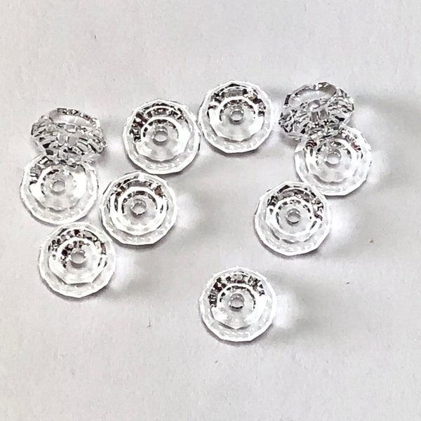 10 pcs 8mm authentic Swarovski Crystal Rondelle Saucer Spacer Beads 5308 - Crystal Clear