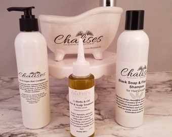 All Natural African Black Soap and Flax Seed Shampoo