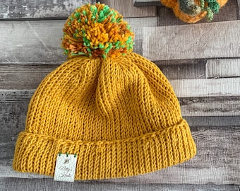 Tunisian Crochet Pom Pom Baby Beanie Pattern (PDF)