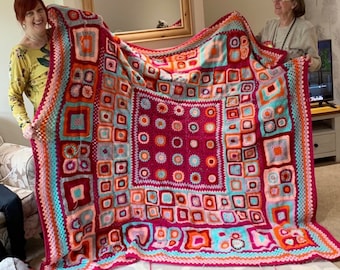 Marjorie Juni Decke Häkelanleitung: Großes Grandma Square Design (PDF Download)