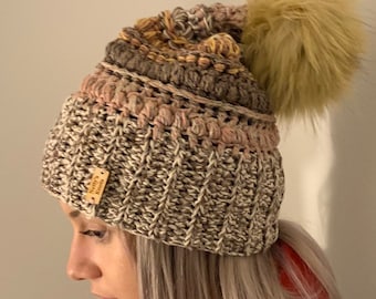 Buckley Crochet Beanie Pattern: Pom Pom Hat (PDF Pattern)