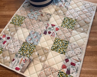 Quilted Patchwork Hob Cover, Farmhouse Kitchen Mat, Aga Stove Protector